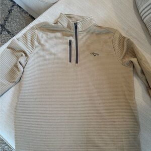 Callaway Tan Zip Up Sweater with Textured Design